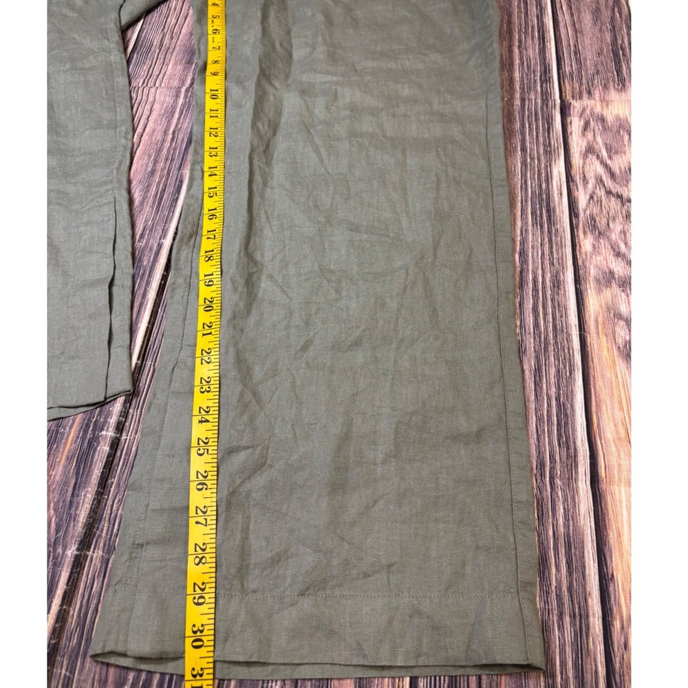 Athleta Wide Leg Pants Womens Size L Sage Green 100% Linen Drawstring Relaxed - Picture 6 of 14
